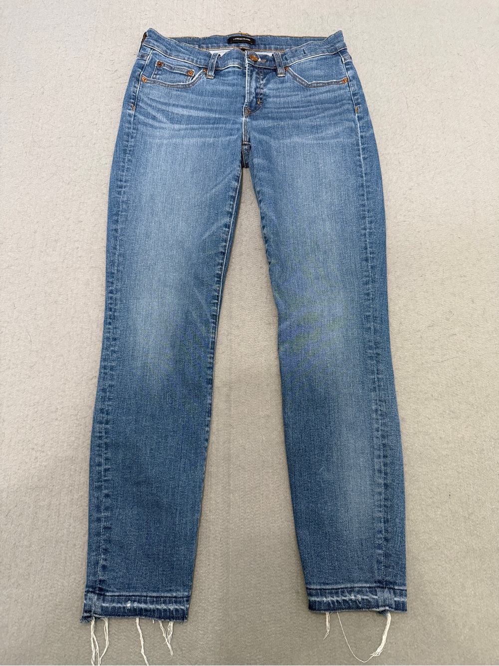 Women’s J.Crew Jeans Size 26 Toothpick 8” Rise Skinny Ankle Blue Raw Hem